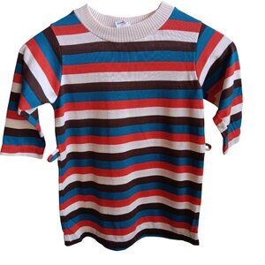 Girls 5 Vintage T-shirt Dress Sears Striped Knit 3/4 Sleeve 1970's Single Stitch